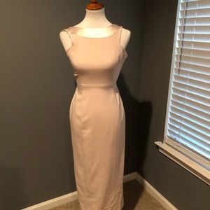 Tahari Long dress slit in back w/ silk around neck